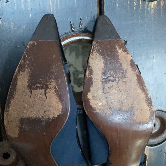 Stuart Weitzman Navy Heels with Brass Accents - Picture 10 of 10